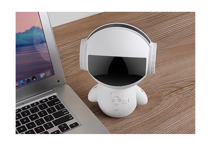 Robot Alarm Clock Speaker – Mini Bluetooth Speaker with Digital Clock & Night Light